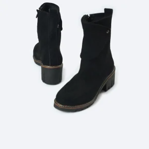 ZAHWA black suede plain half boots pointed toe women boots