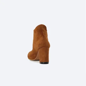 ZAHWA havan suede ankle boots back view with heel