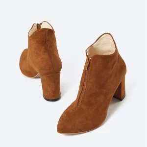Pair of ZAHWA havan suede heeled ankle boots for women