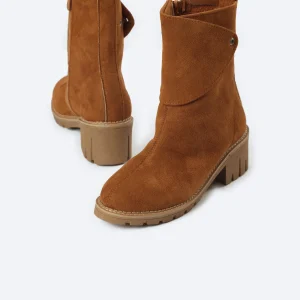 ZAHWA havan suede plain half boots for women with zipper closure