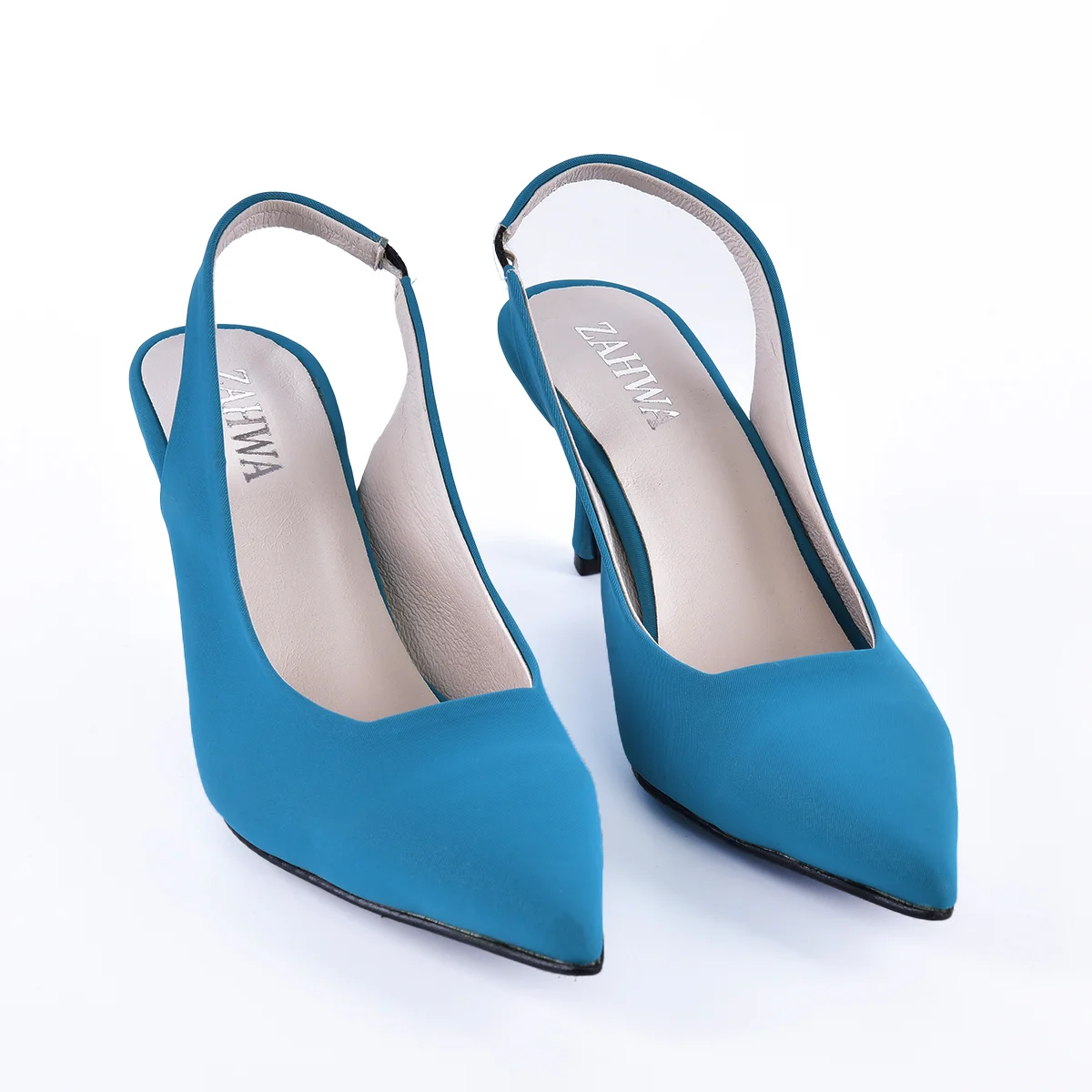 ZAHWA Satin Slingback Pointed Toe Heels – Women’s Satin Fabric Texture Mid Heel Shoes - Image 2