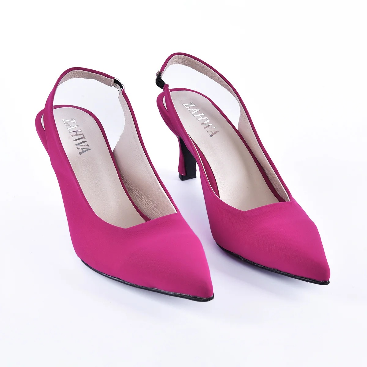ZAHWA Satin Slingback Pointed Toe Heels – Women’s Satin Fabric Texture Mid Heel Shoes - Image 4