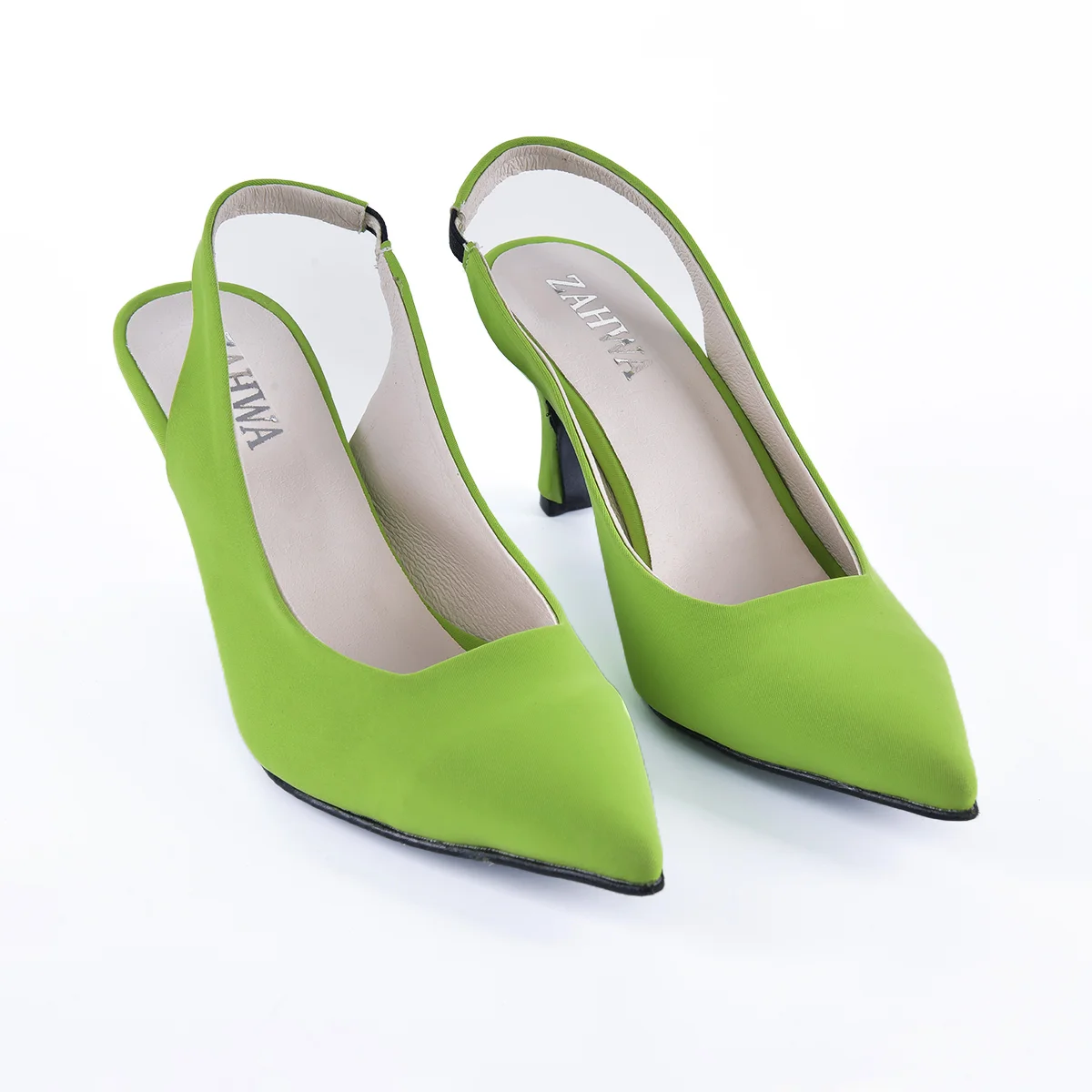 ZAHWA Satin Slingback Pointed Toe Heels – Women’s Satin Fabric Texture Mid Heel Shoes - Image 5