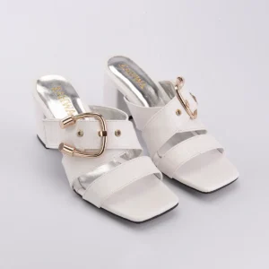 ZAHWA Fuchsia Mid Heeled Buckle Slipper