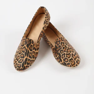 ZAHWA Leopard Print Textile Ballerina Flats