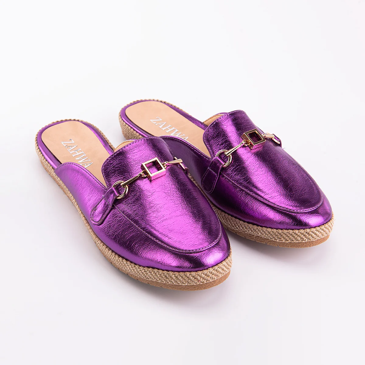 ZAHWA Metallic Flat Mule with Horsebit Detail for Women - Image 4